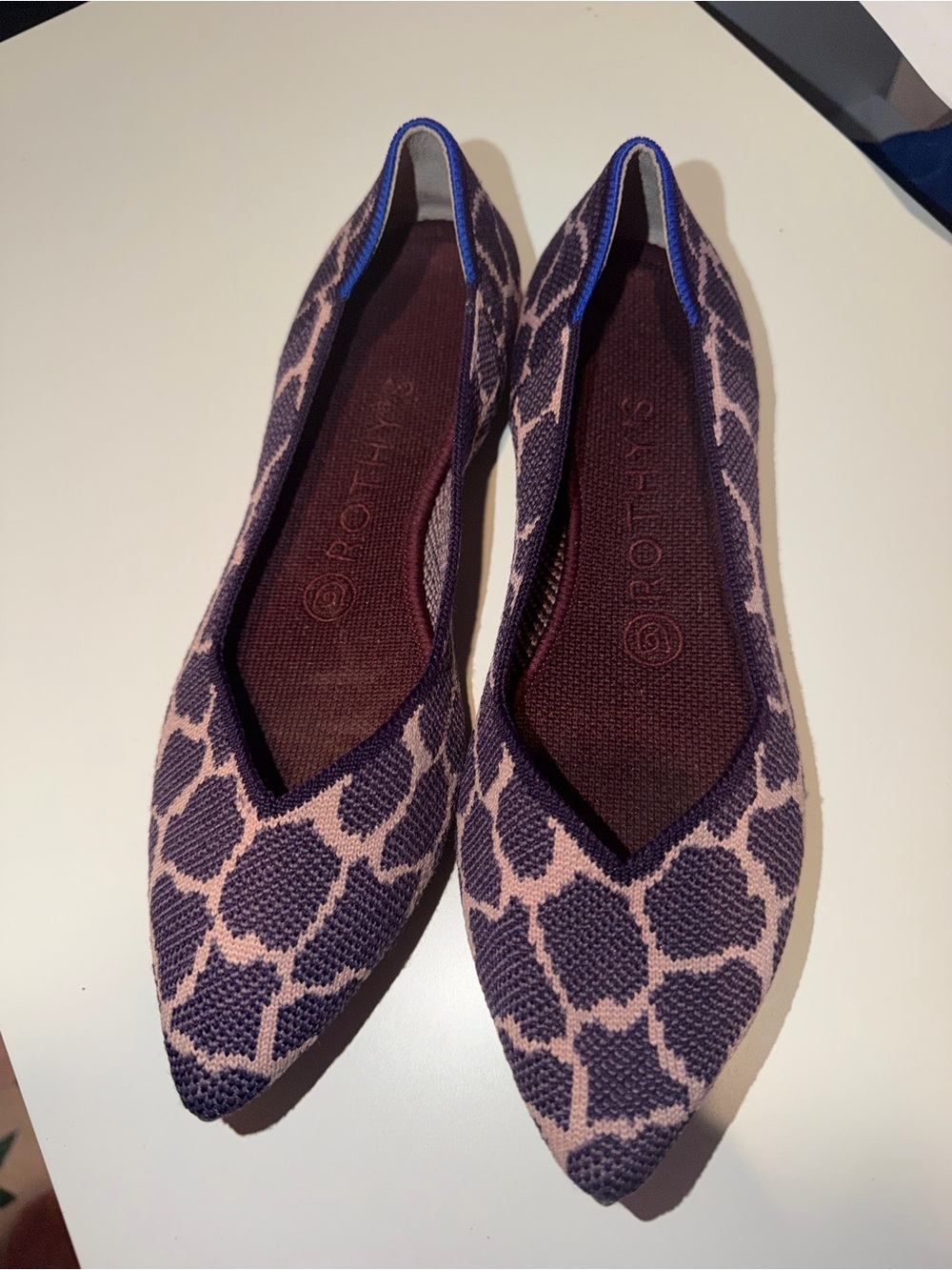 Rothy's Pink and Purple Patterned Pointed Flats